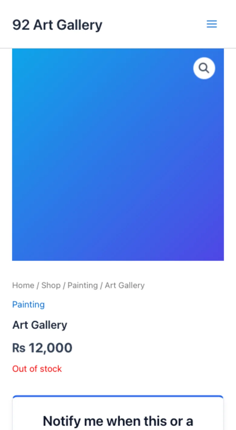 Responsive presentation of the back-in-stock notification form on mobile